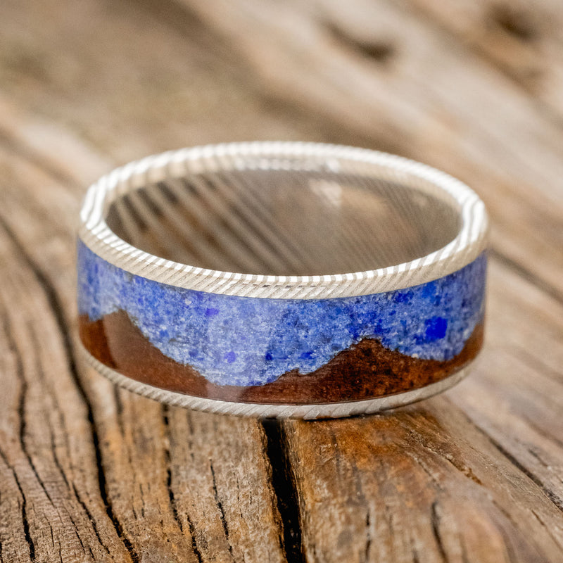 "HELIOS" - KOA WOOD & LAPIS LAZULI WEDDING BAND-3