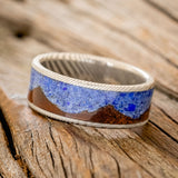 "HELIOS" - KOA WOOD & LAPIS LAZULI WEDDING BAND-1