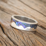 "HELIOS" - PAUA SHELL & SILVER MOUNTAIN RANGE WEDDING RING-5