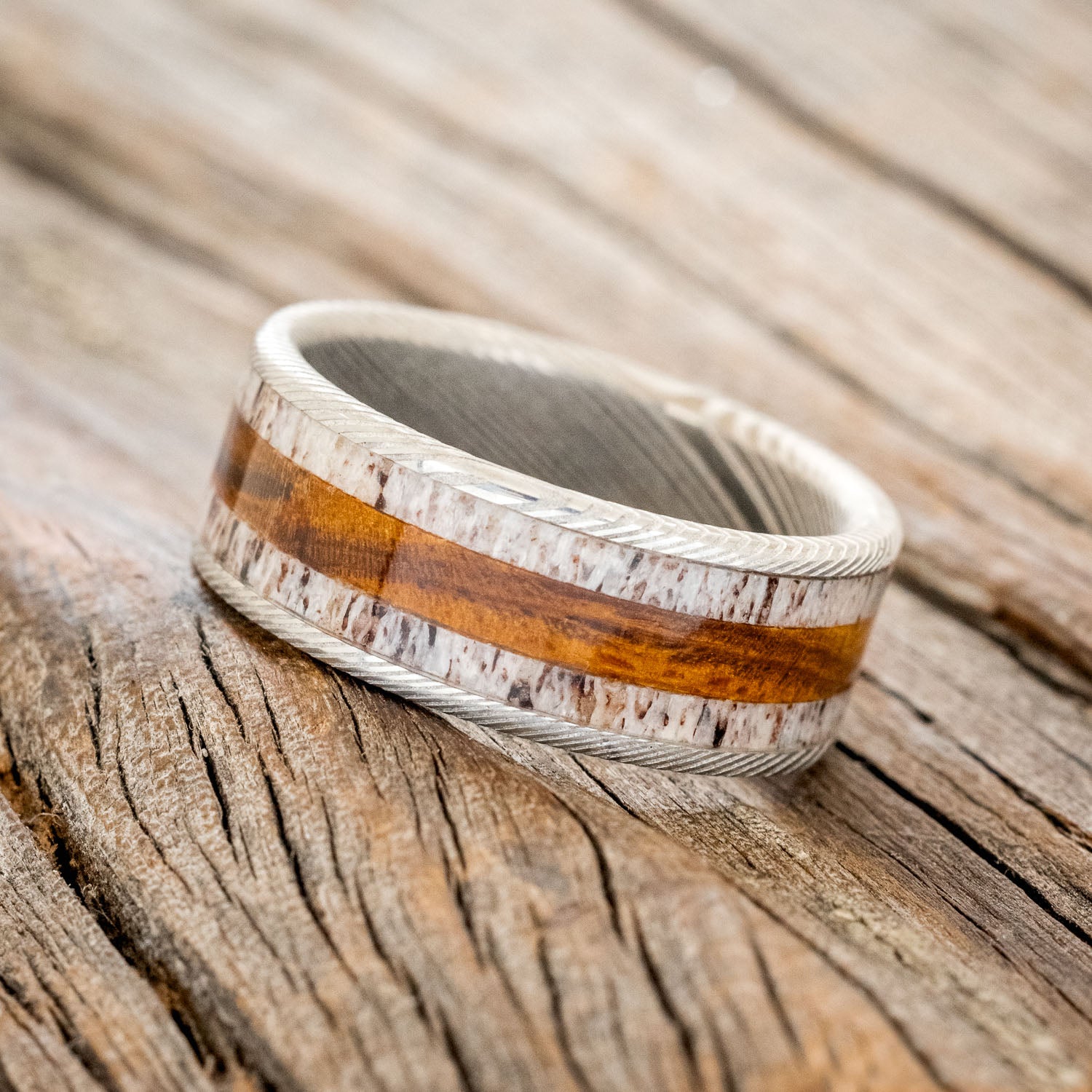 "RAINIER" - ANTLER & IRONWOOD WEDDING BAND - READY TO SHIP-9