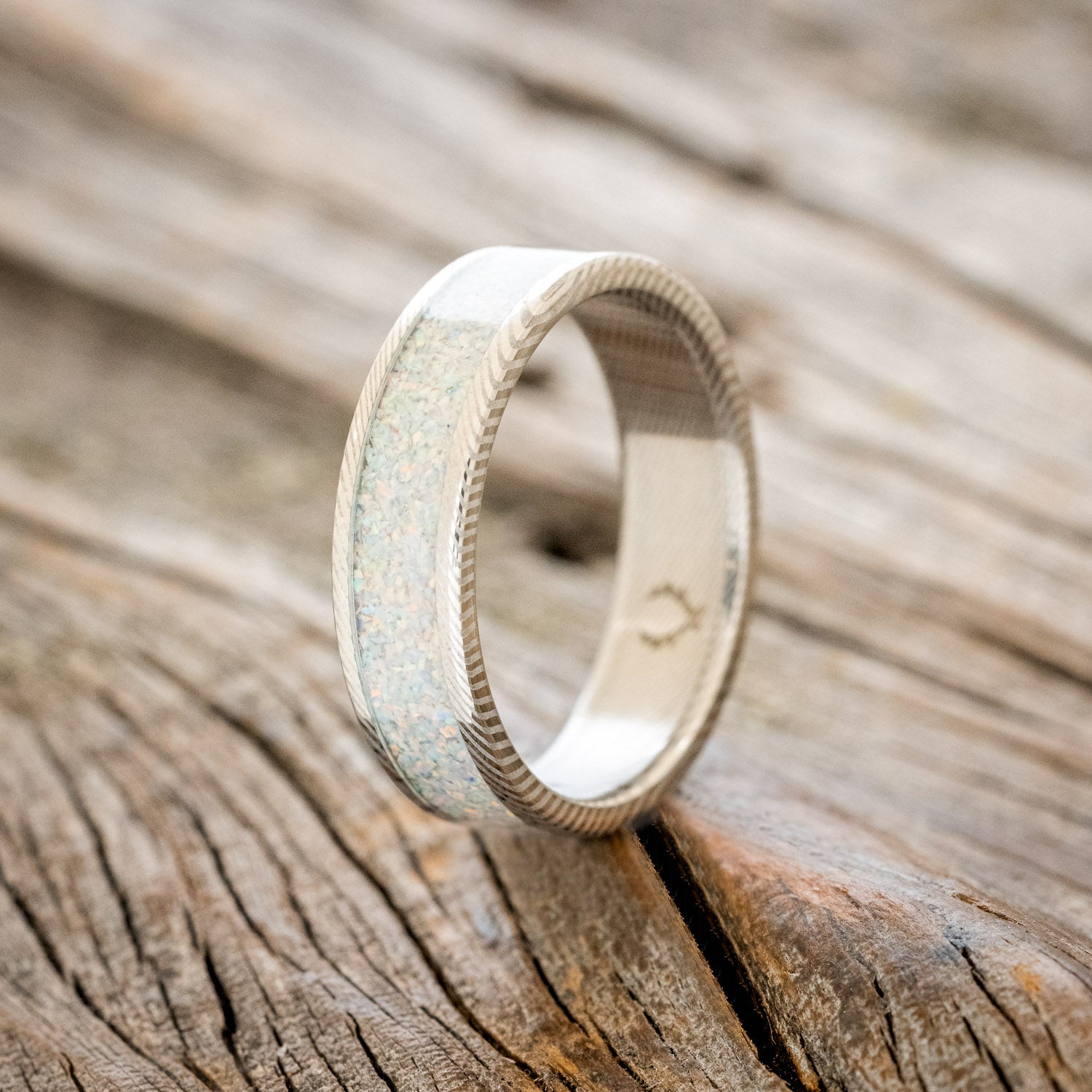 "RAINIER" - FIRE & ICE OPAL WEDDING BAND-7