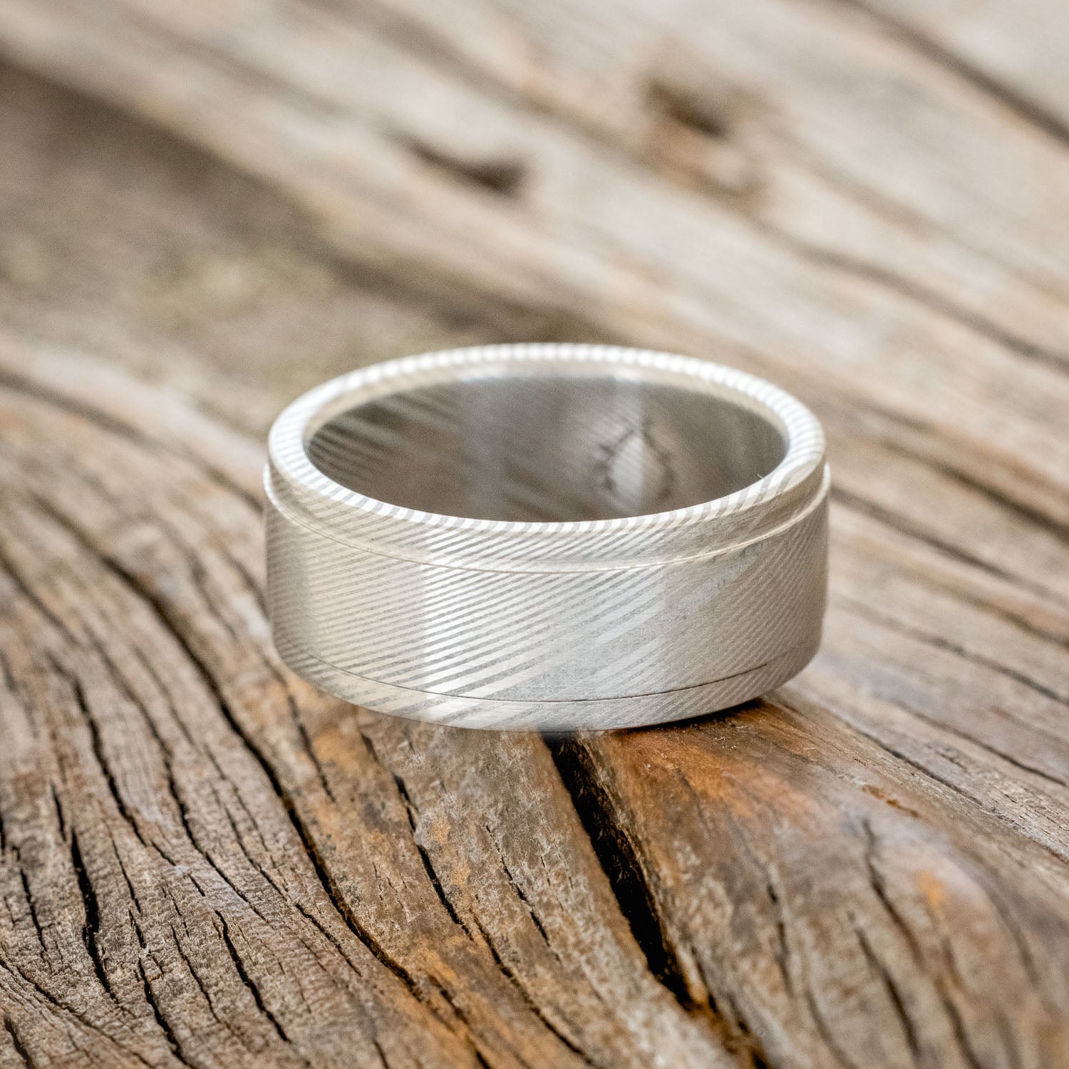 "SEDONA" - SOLID METAL WEDDING BAND WITH RAISED CENTER - READY TO SHIP-6