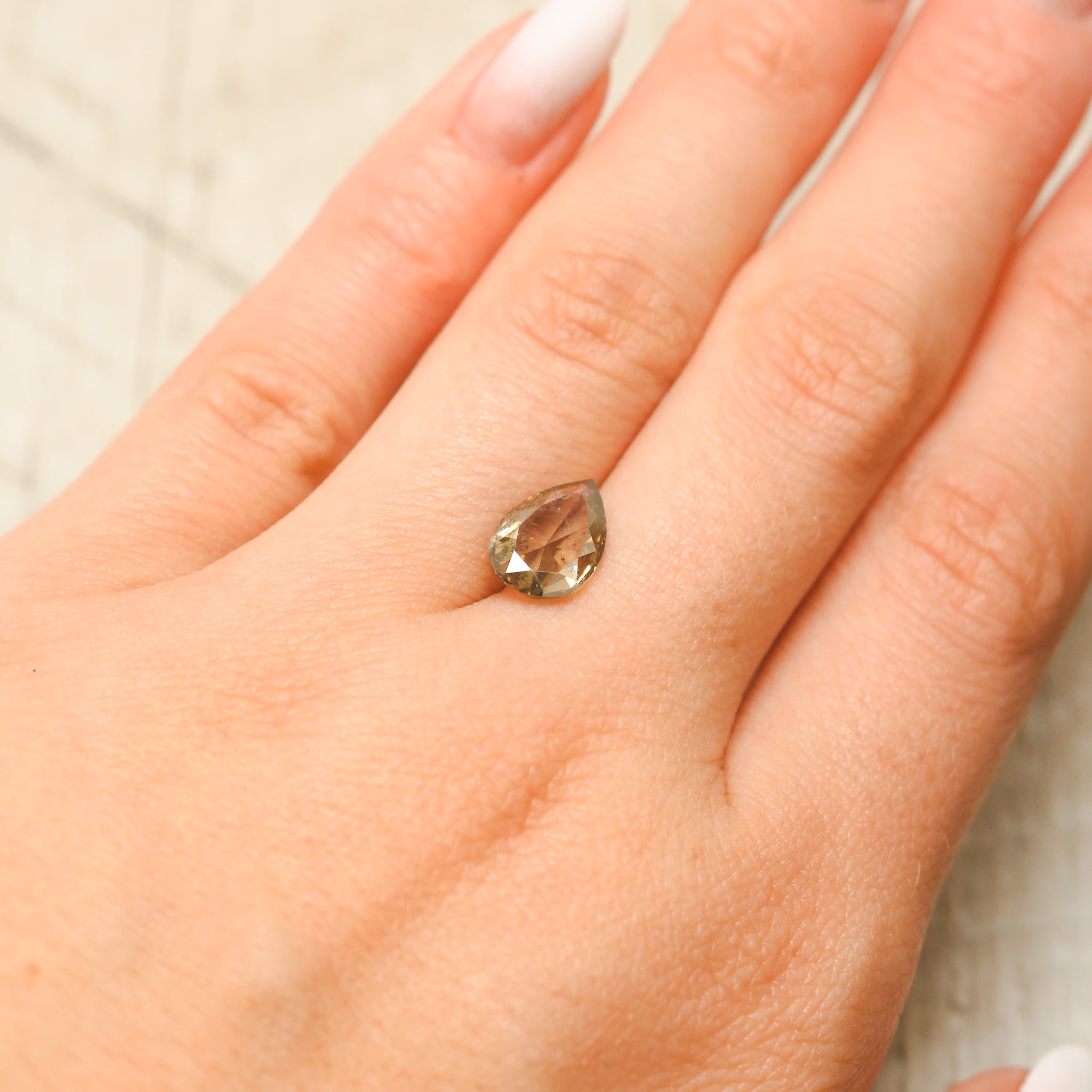 "DE LA MARNE" - PEAR DOUBLE CUT CHAMPAGNE SALT & PEPPER DIAMOND-8