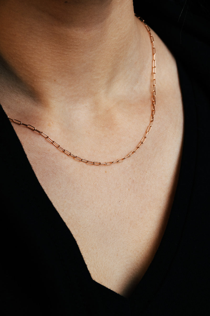 "FOXY" - 14K GOLD PAPERCLIP CHAIN NECKLACE