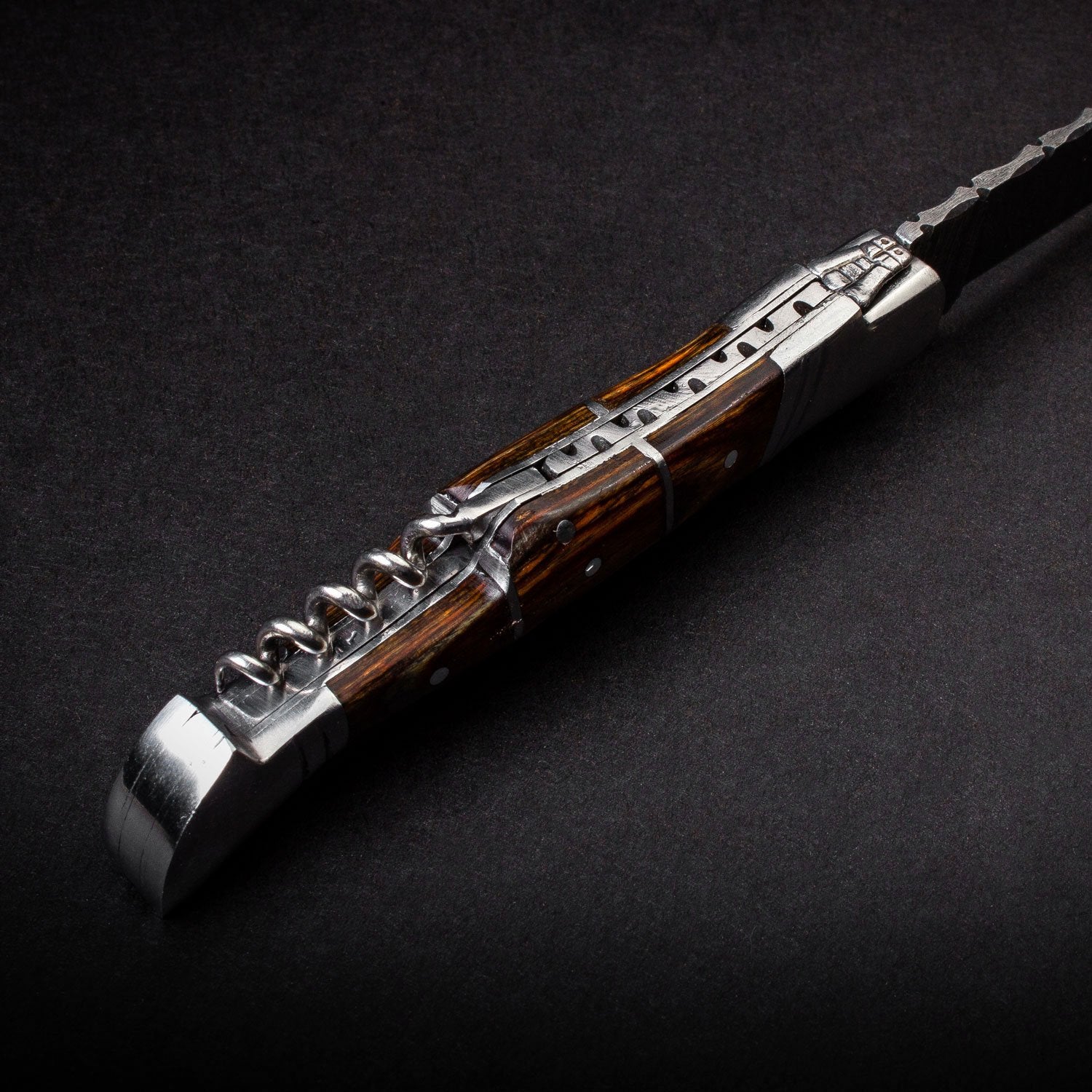 "RHONE RANGERS" - HANDMADE DAMASCUS STEEL FOLDING KNIFE WITH WINE CORKSCREW by Forseti Steel™-10