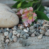 "FRENCHY" ENGAGEMENT RING IN 14K GOLD WITH MORGANITE & A DIAMOND HALO (available in 14K rose, white and yellow gold) - Staghead Designs - Antler Rings By Staghead Designs
