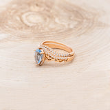 "SCARLET" - PEAR CUT AQUAMARINE ENGAGEMENT RING WITH DIAMOND ACCENTS & TRACER