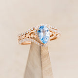 "SCARLET" - PEAR CUT AQUAMARINE ENGAGEMENT RING WITH DIAMOND ACCENTS & TRACER