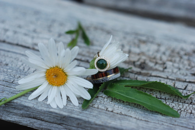 "GOLDEN" - IRONWOOD & ELK ANTLER WEDDING RING - READY TO SHIP-4