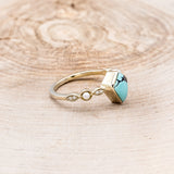 "BIANCA" - BRIDAL SUITE - KITE CUT TURQUOISE ENGAGEMENT RING WITH PEARLS & DIAMOND ACCENTS-19