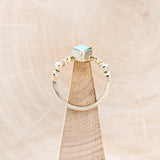 "BIANCA" - BRIDAL SUITE - KITE CUT TURQUOISE ENGAGEMENT RING WITH PEARLS & DIAMOND ACCENTS-23