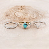 "BIANCA" - BRIDAL SUITE - KITE CUT TURQUOISE ENGAGEMENT RING WITH PEARLS & DIAMOND ACCENTS-16