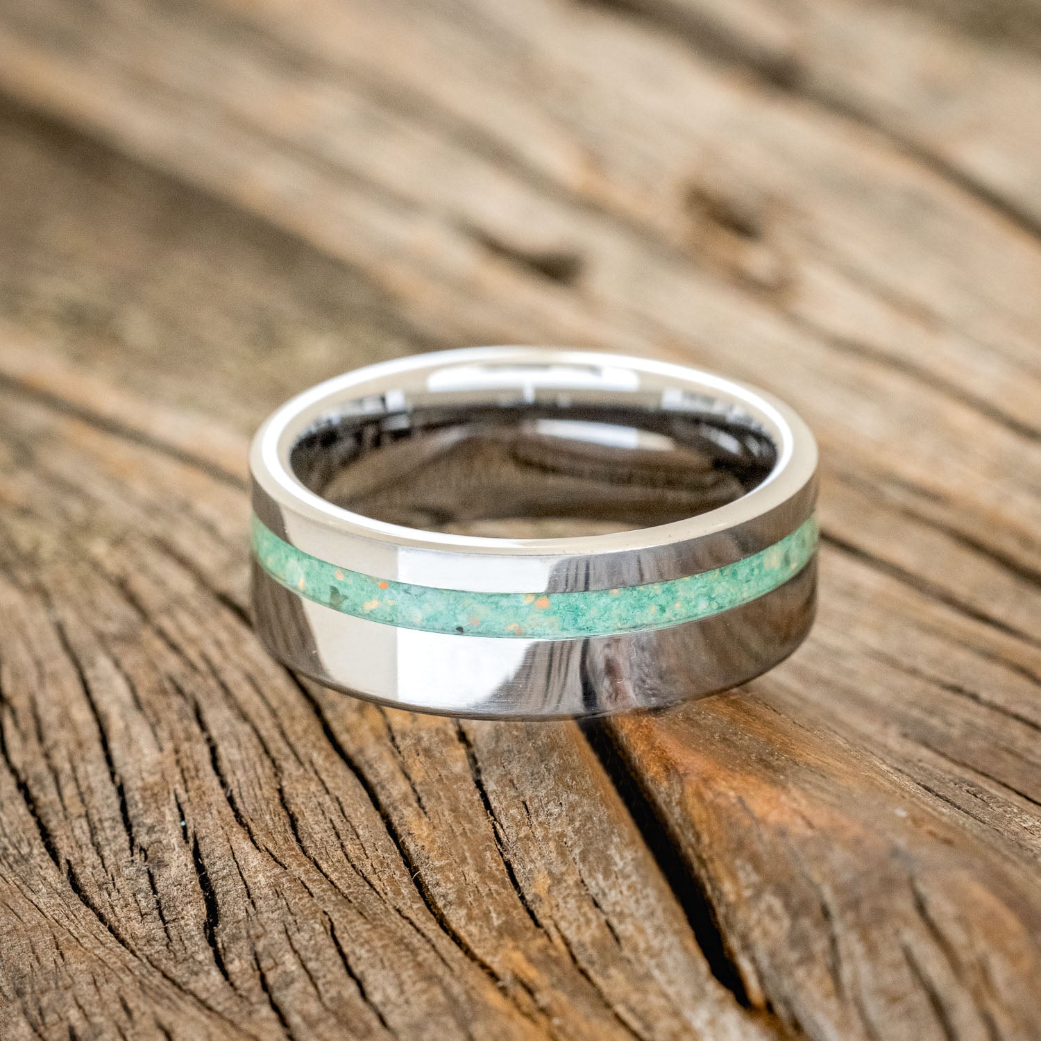 "VERTIGO" - MALACHITE & OPAL MIXED INLAY WEDDING BAND-9