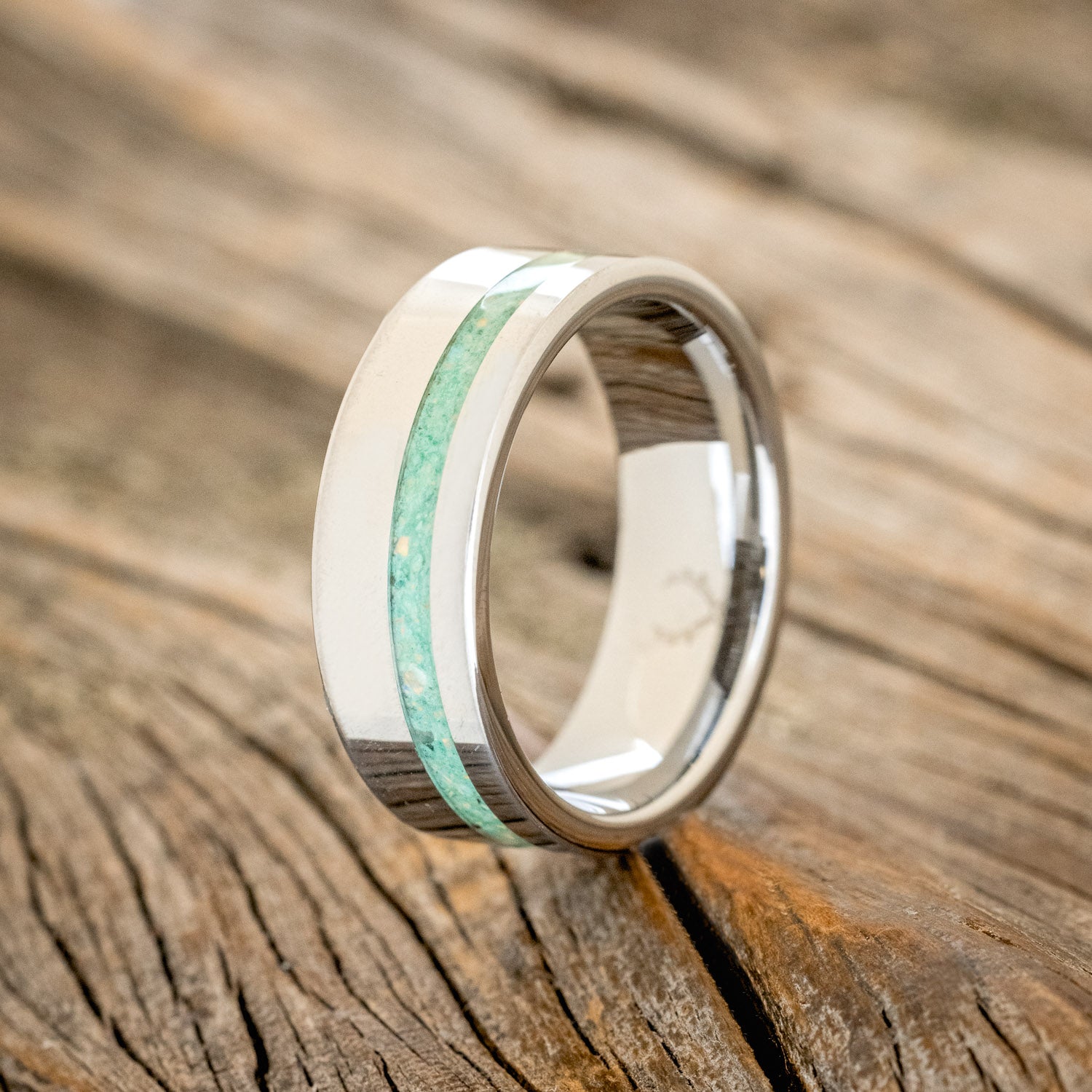 "VERTIGO" - MALACHITE & OPAL MIXED INLAY WEDDING BAND-7