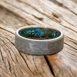 HAMMERED WEDDING BAND WITH PATINA COPPER LINING-12