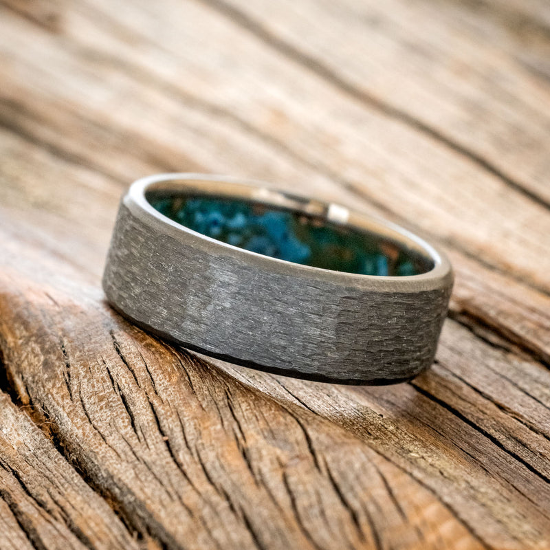 HAMMERED WEDDING BAND WITH PATINA COPPER LINING-8