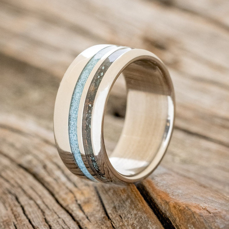 "COSMO" - TURQUOISE & PATINA COPPER WEDDING BAND - READY TO SHIP-1