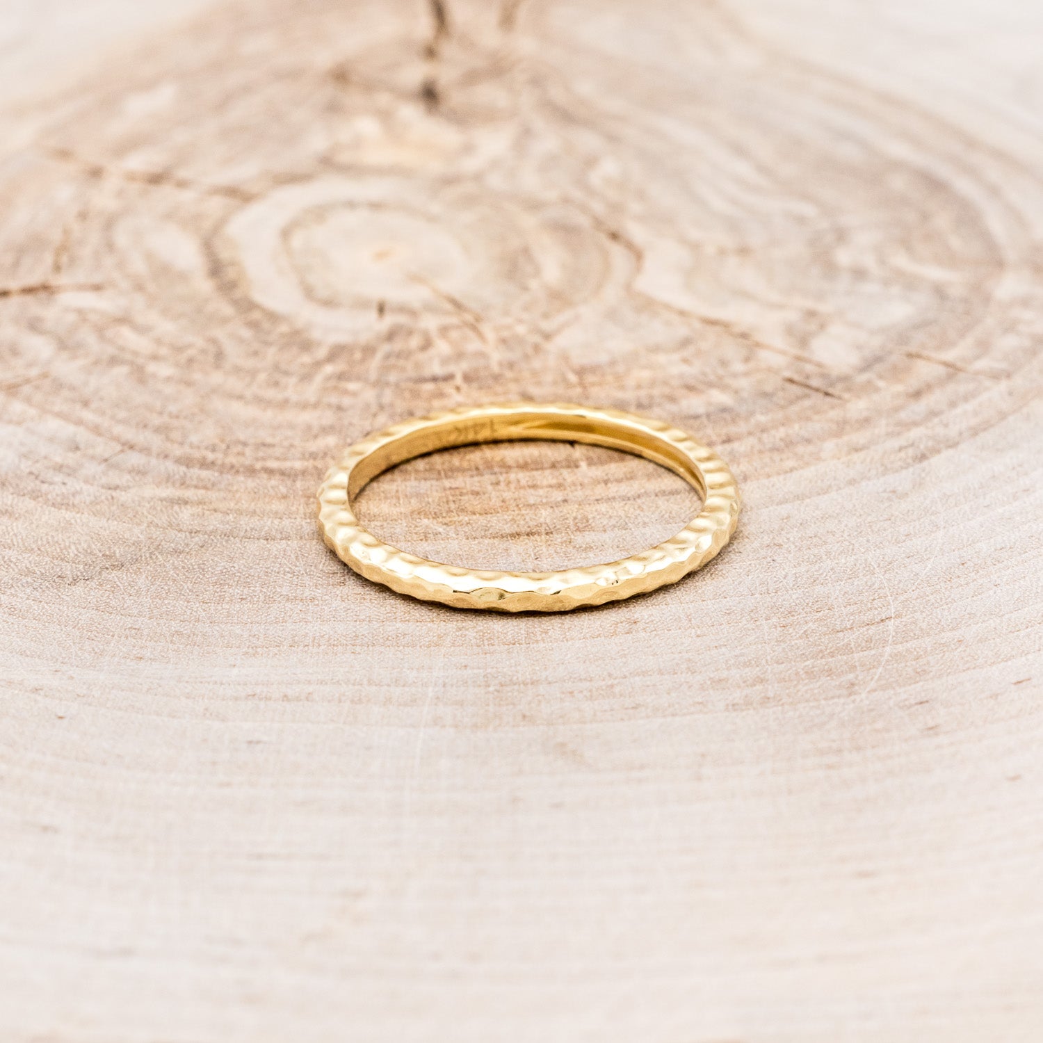 DAINTY GOLD STACKING RING WITH HAMMERED FINISH-2