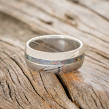 "NIRVANA" - DOMED WEDDING BAND WITH BLACK FIRE OPAL INLAY-3