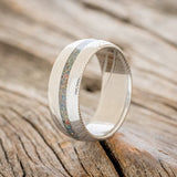 "NIRVANA" - DOMED WEDDING BAND WITH BLACK FIRE OPAL INLAY-1