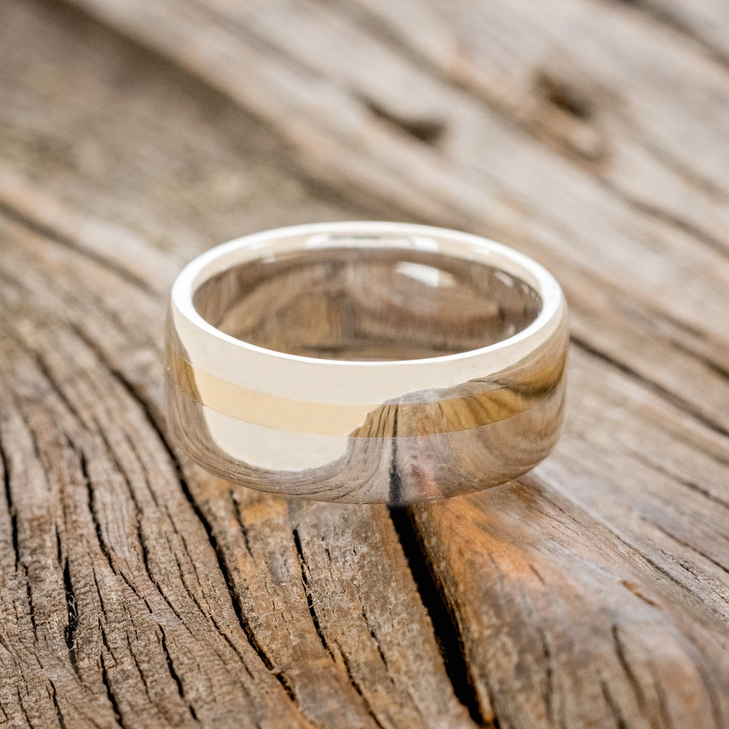 "VERTIGO" - 14K GOLD INLAY WEDDING RING-12