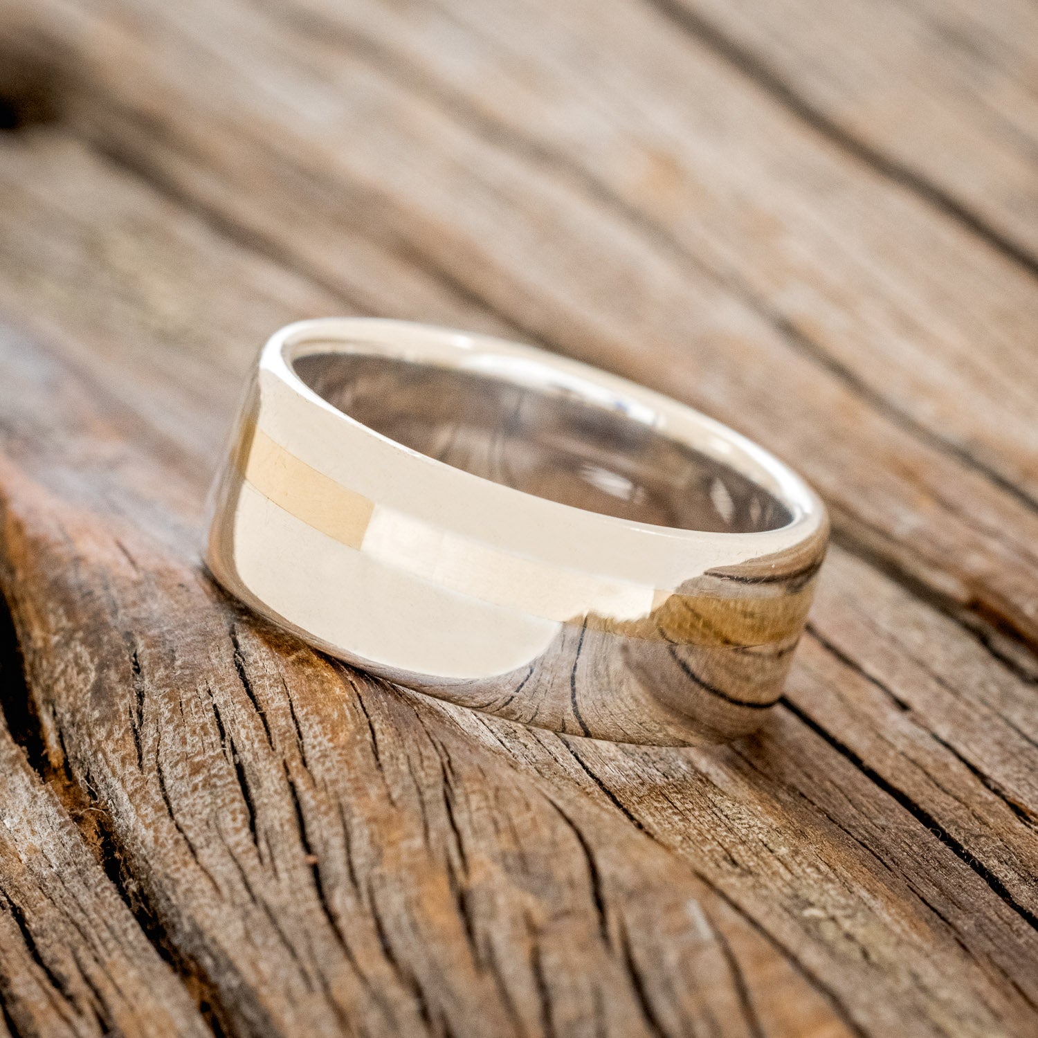 "VERTIGO" - 14K GOLD INLAY WEDDING RING-11