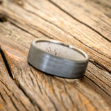 ANTLER LINED WEDDING RING WITH A BRUSHED FINISH-2