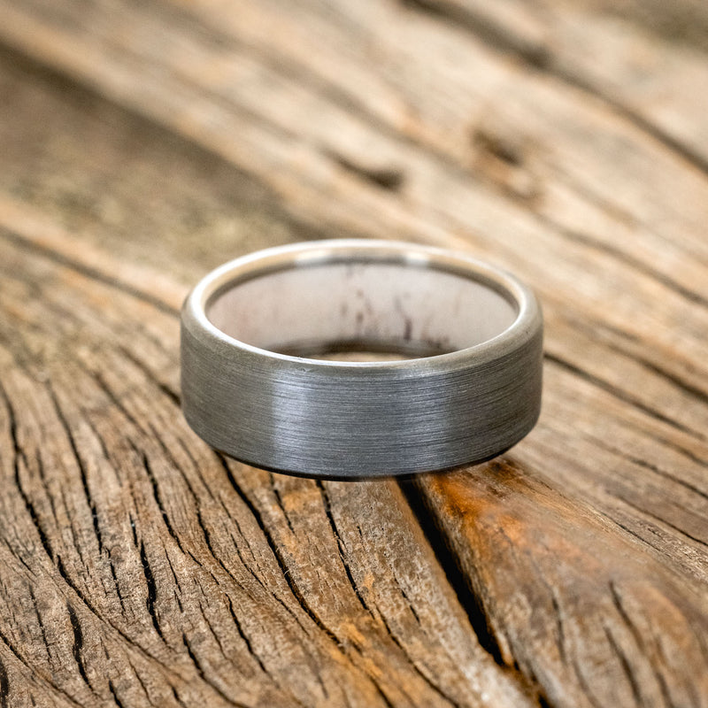 ANTLER LINED WEDDING RING WITH A BRUSHED FINISH-3