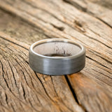 ANTLER LINED WEDDING RING WITH A BRUSHED FINISH-6