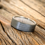 ANTLER LINED WEDDING RING WITH A BRUSHED FINISH-5