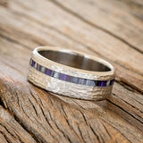 "VERTIGO" - HAMMERED GREY & PURPLE BIRCH WOOD WEDDING BAND-2