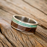 "RAPTOR" - MALACHITE & IRONWOOD WEDDING BAND - READY TO SHIP-2