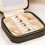 SQUARE BLACK LEATHERETTE JEWELRY CASE WITH MIRROR-2