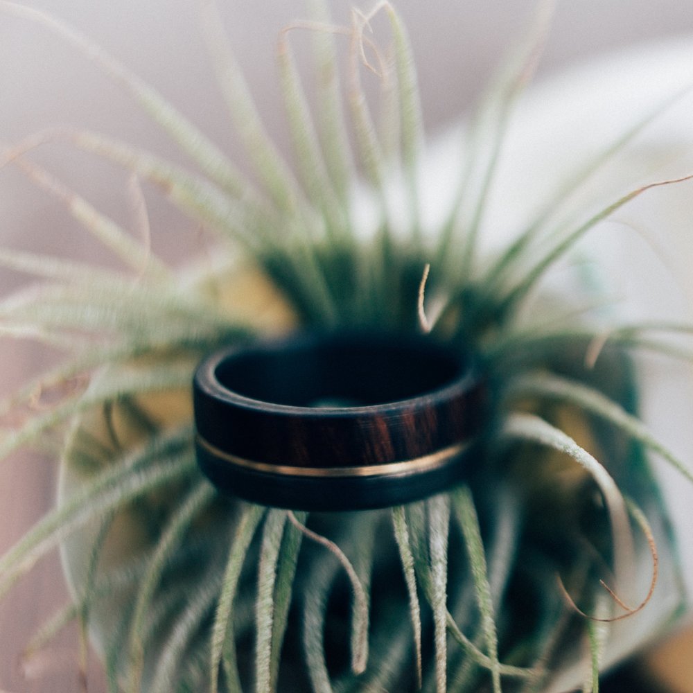 "LEDGER" - IRONWOOD & 14K GOLD INLAY WEDDING RING-5