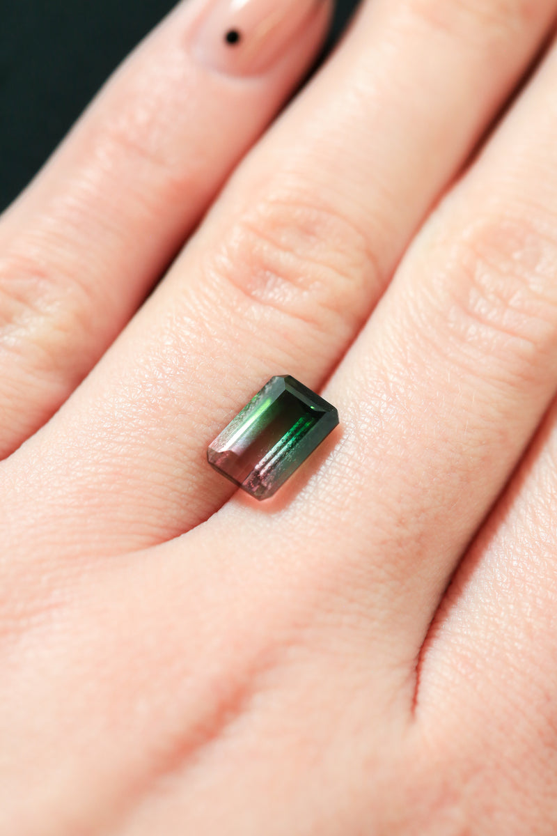 "SUMMER" - EMERALD CUT BI-COLOR TOURMALINE-8