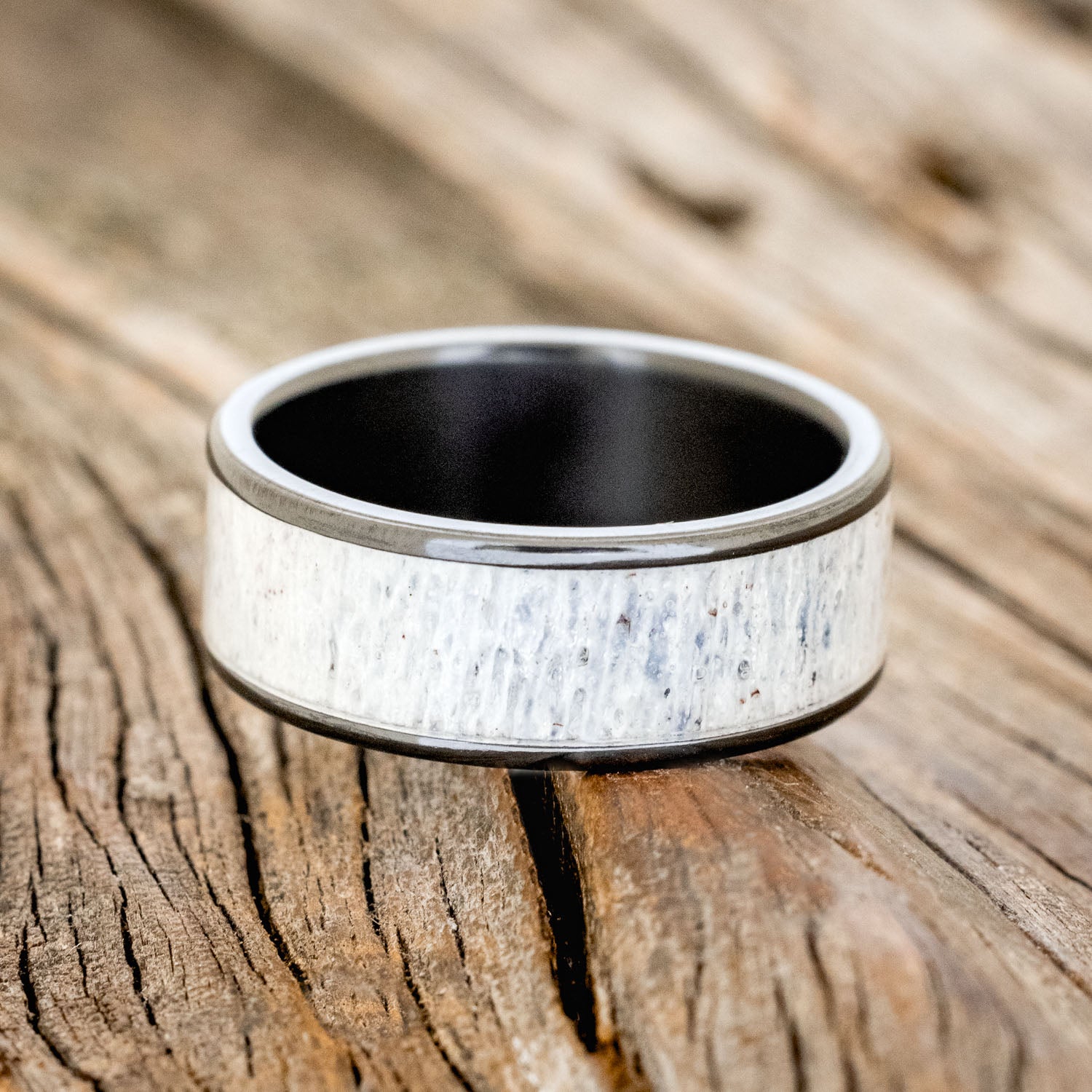 "RAINIER" - MATCHING SET OF ANTLER WEDDING BANDS-16