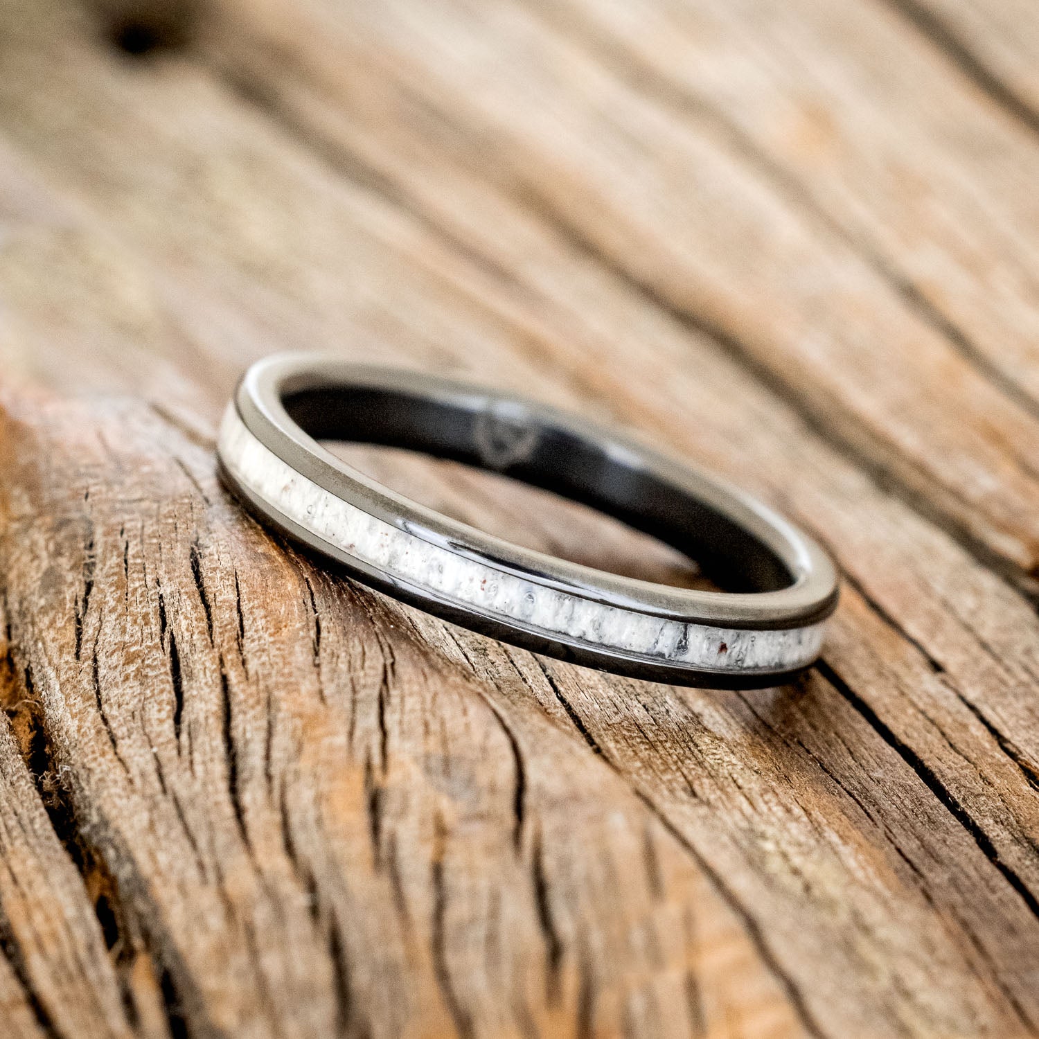 "RAINIER" - MATCHING SET OF ANTLER WEDDING BANDS-20
