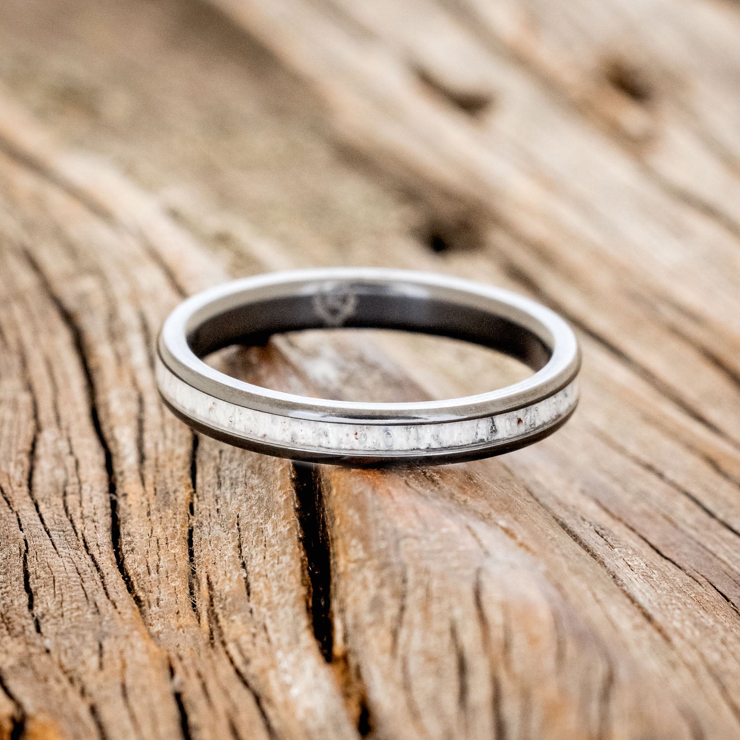 "RAINIER" - MATCHING SET OF ANTLER WEDDING BANDS-19