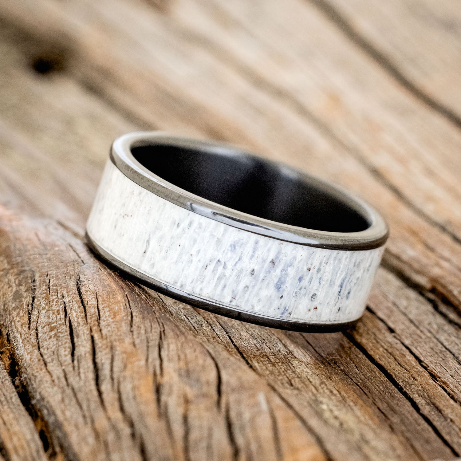 "RAINIER" - MATCHING SET OF ANTLER WEDDING BANDS-17