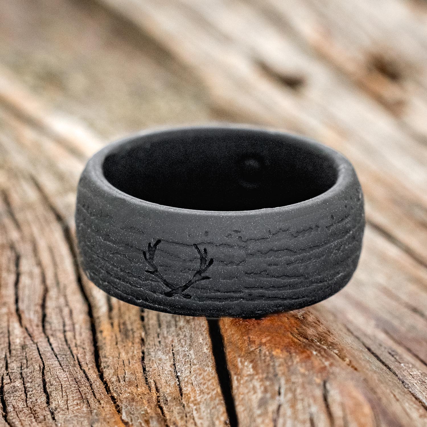 BLACK WOOD GRAINED SILICONE WEDDING BAND-3