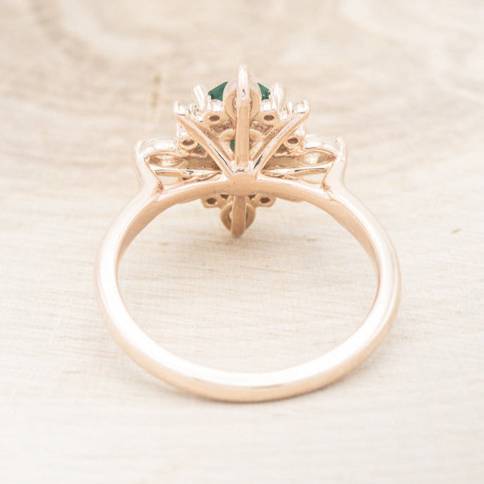 "AZALEA" - OVAL LAB-GROWN EMERALD ENGAGEMENT RING WITH DIAMOND HALO-7
