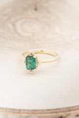 "TREVA" - EMERALD CUT LAB-GROWN EMERALD ENGAGEMENT RING WITH DIAMOND ACCENTS-9