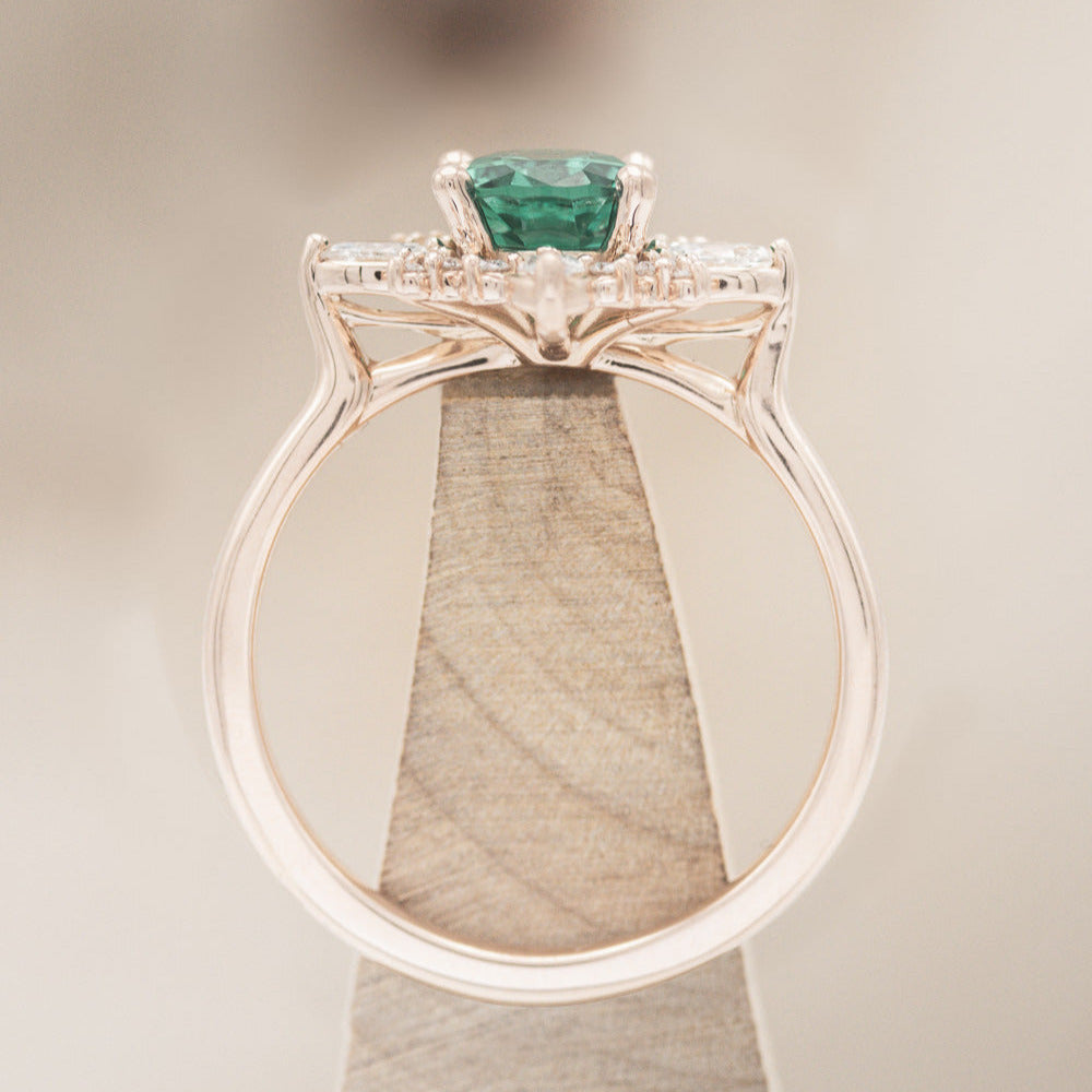 "AZALEA" - OVAL LAB-GROWN EMERALD ENGAGEMENT RING WITH DIAMOND HALO-5