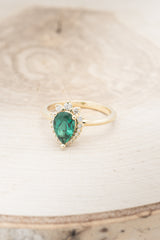 "LAVERNA" - PEAR-SHAPED LAB-GROWN EMERALD ENGAGEMENT RING WITH DIAMOND HALO-20