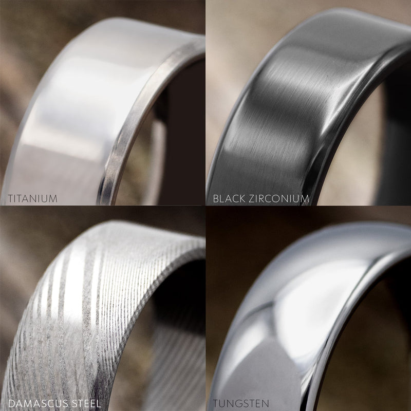 "REVOLUTION" - 14K GOLD MOUNTAIN SPINNER WEDDING RING FEATURING A DAMASCUS STEEL BAND
