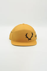 OFFSET STAGHEAD 7 PANEL LEATHER STRAPBACK