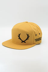 OFFSET STAGHEAD 7 PANEL LEATHER STRAPBACK