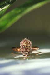 GEOMETRIC DIAMOND HALO ENGAGEMENT RING - SHOWN W/ OVAL CHAMPAGNE DIAMOND - SELECT YOUR OWN STONE
