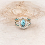 "RAYA" - MARQUISE TURQUOISE ENGAGEMENT RING WITH DIAMOND ACCENTS & RING GUARD