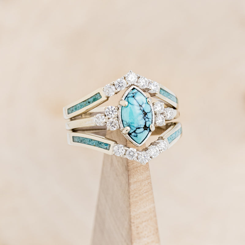 Turquoise Engagement Ring w/ Diamond Accents & Ring Guard